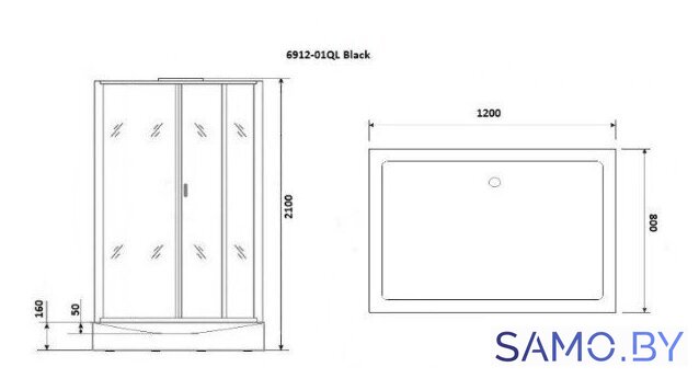 Душевая кабина Niagara NG-6912-01QL Black 120x80x210 (тонированное стекло) - Изображение №3 — Интернет-магазин samo.by