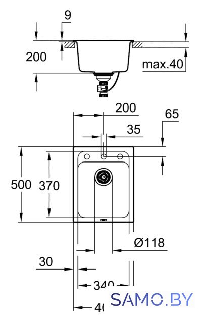 Кухонная мойка Grohe K700 50-C 40/50 1.0 31650AP0 (черный гранит) - Изображение №2 — Интернет-магазин samo.by