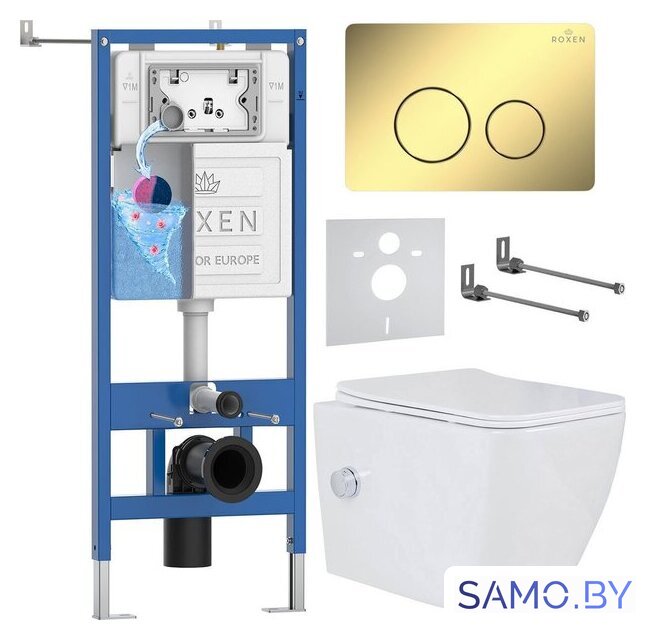 Унитаз подвесной Roxen Cube Tornado Bidet в комплекте с инсталляцией StounFix Dual Fresh 6 в 1 868571 (кнопка: сатин матовая) - Изображение №1 — Интернет-магазин samo.by