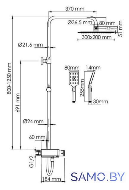 Душевая система  Wasserkraft A113.119.126.CH Thermo - Изображение №3 — Интернет-магазин samo.by