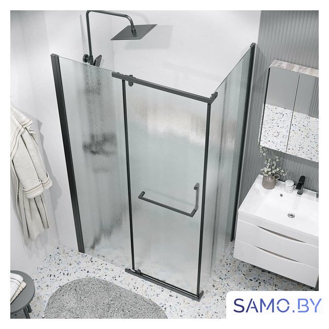 Душевая стенка Grossman Pragma 90x195 200.K33.03.90.21.02 (черный матовый/стекло шиншилла) - Изображение №4 — Интернет-магазин samo.by