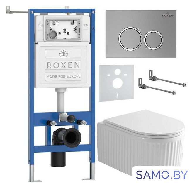 Унитаз подвесной Roxen Royal Matt в комплекте с инсталляцией StounFix Dual Fresh 6 в 1 968246 (кнопка: хром - матовый) - Изображение №2 — Интернет-магазин samo.by