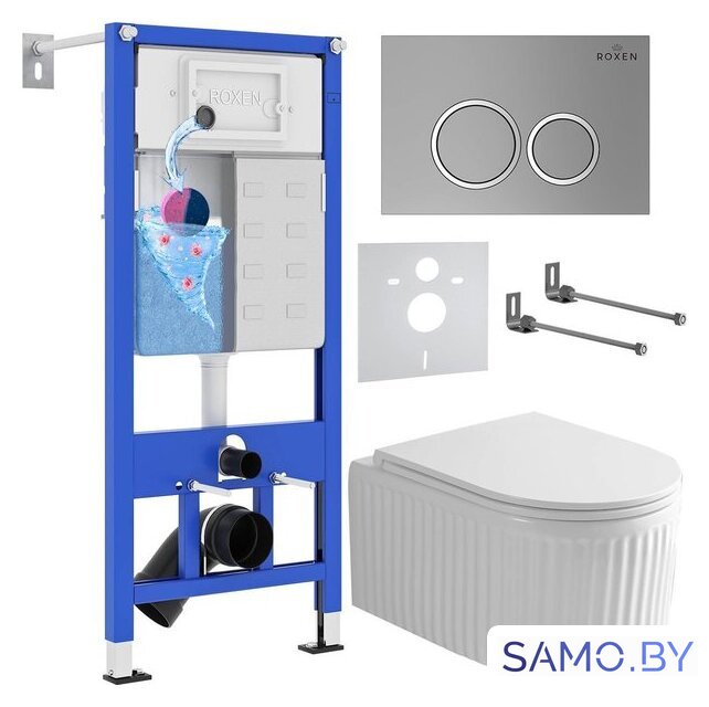 Унитаз подвесной Roxen Royal Matt в комплекте с инсталляцией StounFix Dual Fresh 6 в 1 968246 (кнопка: хром - матовый) - Изображение №1 — Интернет-магазин samo.by