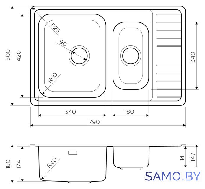 Кухонная мойка Omoikiri Sagami 79-2 IN - Изображение №5 — Интернет-магазин samo.by