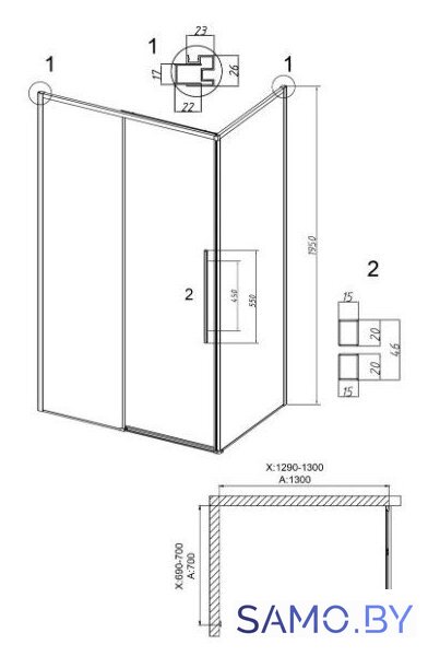 Душевой уголок Grossman Galaxy 130x70x195 120.K33.01.1370.32.00 (золото сатин/прозрачное стекло) - Изображение №10 — Интернет-магазин samo.by