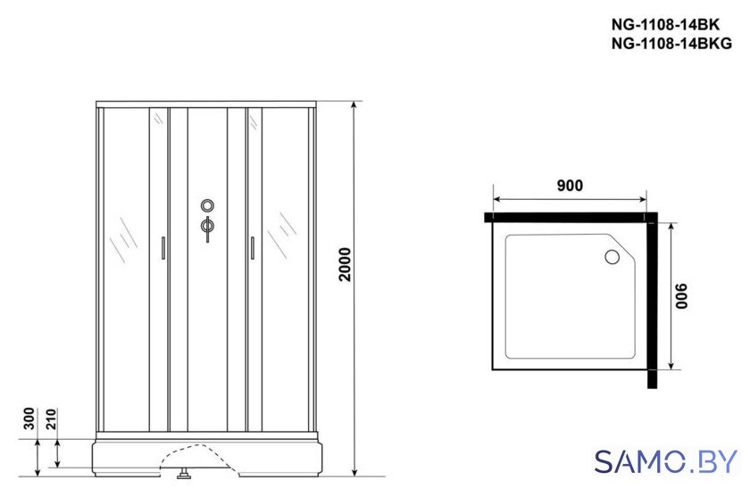 Душевая кабина Niagara NG-1108-14BK 90x90x200 - Изображение №3 — Интернет-магазин samo.by