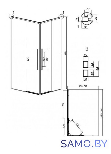 Душевой уголок Grossman Galaxy 120x80x195 300.K33.01.1280.32.00 (золото сатин/прозрачное стекло) - Изображение №10 — Интернет-магазин samo.by