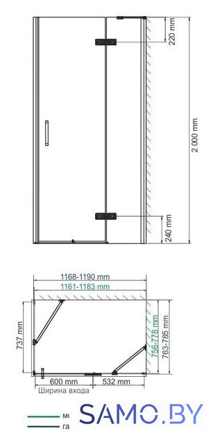 Душевой уголок Wasserkraft Aller 10H06RBlack Matt - Изображение №4 — Интернет-магазин samo.by