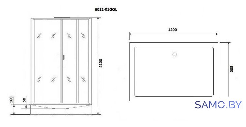Душевая кабина Niagara NG-6012-01GQL 120x80x210 (прозрачное стекло) - Изображение №3 — Интернет-магазин samo.by