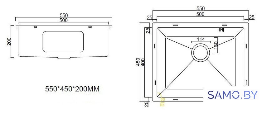 Кухонная мойка ARFEKA ECO AR 550*450 BLACK PVD NANO DECOR - Изображение №8 — Интернет-магазин samo.by