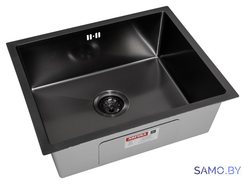 Кухонная мойка ARFEKA ECO AR 550*450 BLACK PVD NANO DECOR - Изображение №2 — Интернет-магазин samo.by