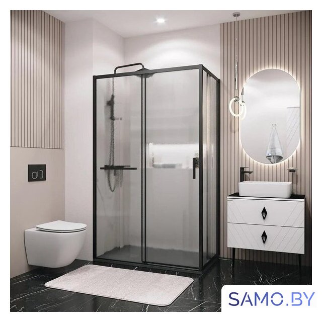 Душевой уголок Grossman Style 130x80x195 120.K33.05.1380.21.02 (черный матовый/стекло шиншилла) - Изображение №7 — Интернет-магазин samo.by