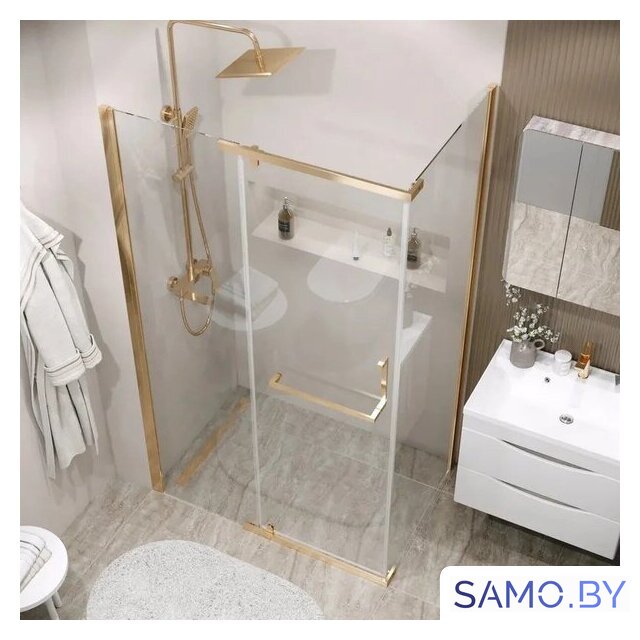 Душевая стенка Grossman Pragma 90x195 200.K33.03.90.32.00 (золото сатин,стекло прозрачное) - Изображение №5 — Интернет-магазин samo.by