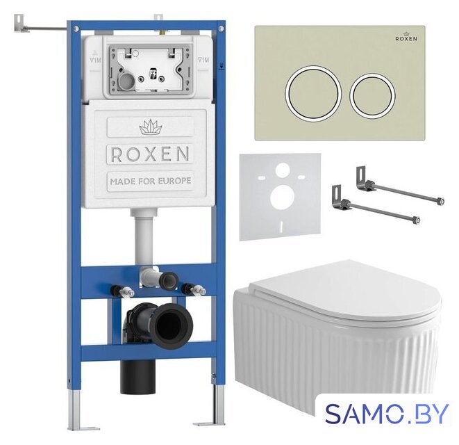 Унитаз подвесной Roxen Royal Matt в комплекте с инсталляцией StounFix Dual Fresh 6 в 1 968249 (кнопка: пастель бежевый) - Изображение №2 — Интернет-магазин samo.by