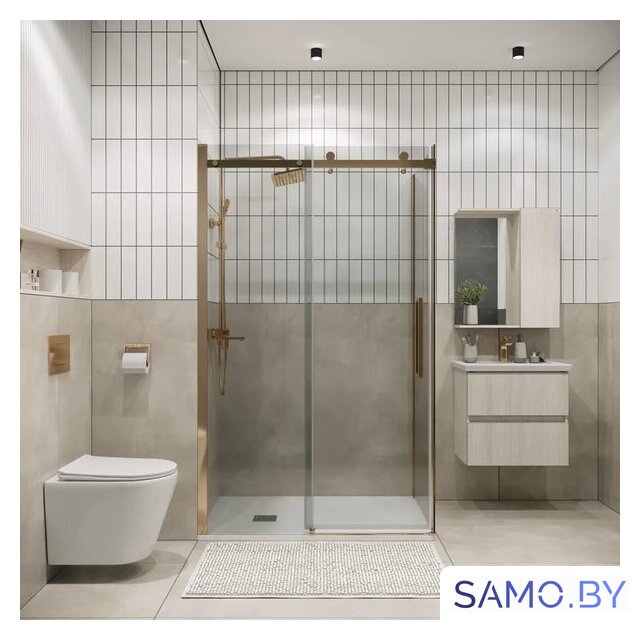 Душевой уголок Grossman Classic 140x80x195 120.K33.04.1480.32.00 (золото сатин/стекло прозрачное) - Изображение №8 — Интернет-магазин samo.by