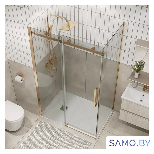Душевой уголок Grossman Classic 140x80x195 120.K33.04.1480.32.00 (золото сатин/стекло прозрачное) - Изображение №9 — Интернет-магазин samo.by