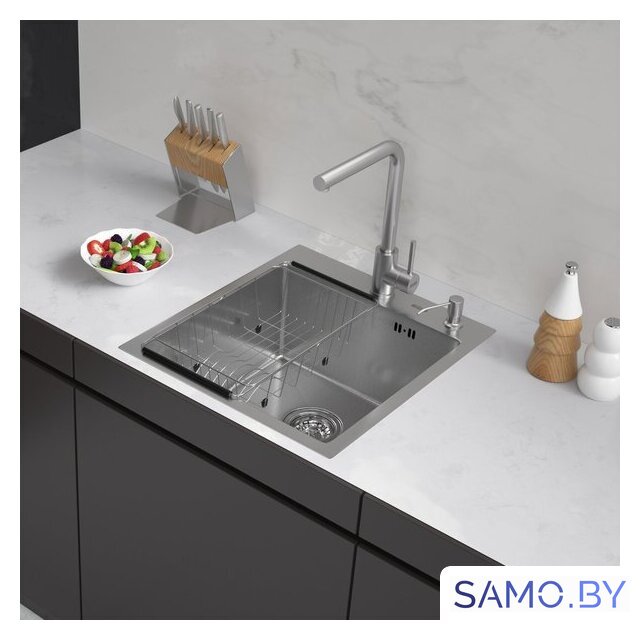 Кухонная мойка ARFEKA ECO AR мойка 450*500, коландер F, дозатор SATIN DECOR MILLET - Изображение №1 — Интернет-магазин samo.by