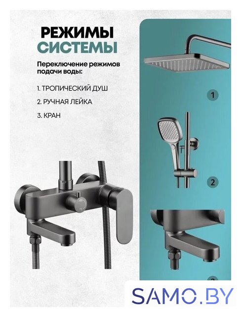 Душевая система  Grocenberg GB7011 (графит) - Изображение №4 — Интернет-магазин samo.by