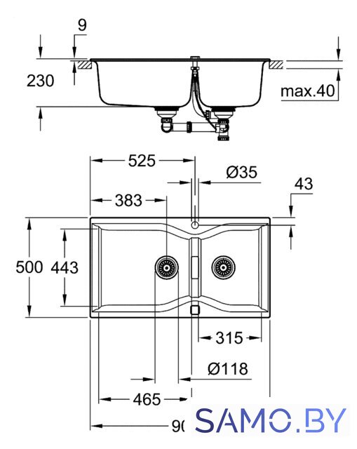 Кухонная мойка Grohe K700 100-C 90/50 2.0 31658AP0 (черный гранит) - Изображение №2 — Интернет-магазин samo.by