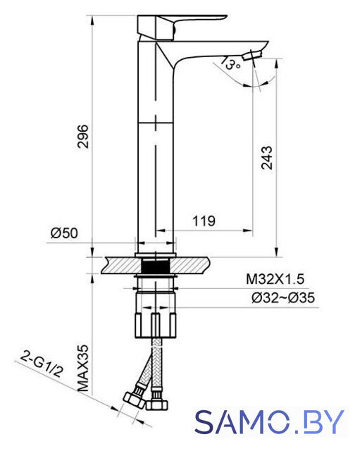 Смеситель Altrobagno Diretto 010209 Bi - Изображение №7 — Интернет-магазин samo.by