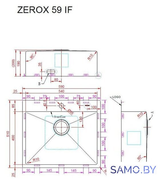 Кухонная мойка ZorG Zerox 59 IF PVD Gold - Изображение №4 — Интернет-магазин samo.by
