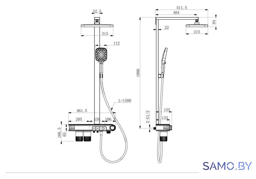 Душевая система  Roxen Bubble 500610-GM - Изображение №2 — Интернет-магазин samo.by