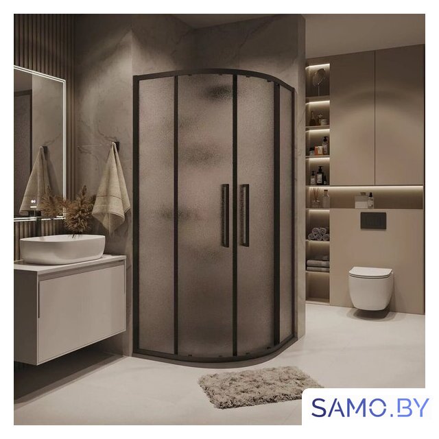 Душевой уголок Grossman Cosmo 100x100x195 301.K33.02.1010.21.02 (черный матовый/шиншилла стекло) - Изображение №8 — Интернет-магазин samo.by