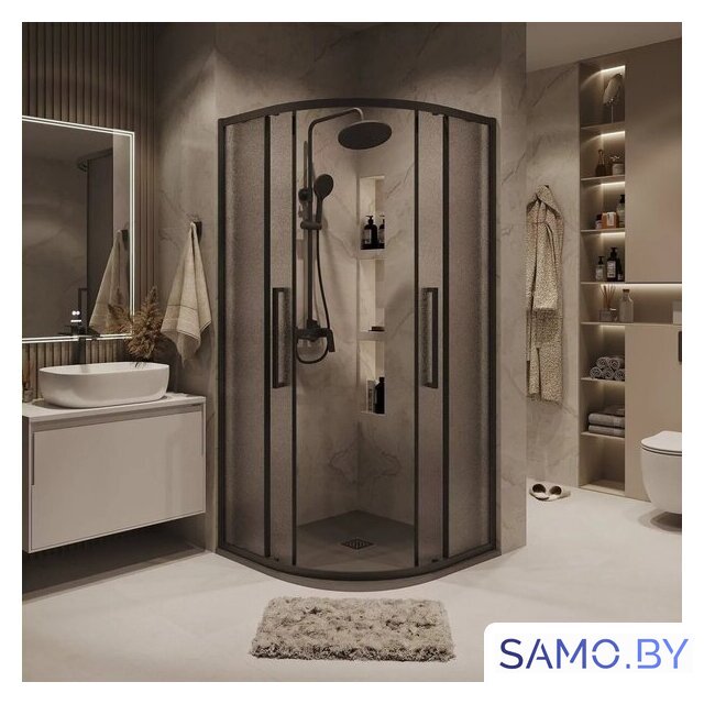 Душевой уголок Grossman Cosmo 100x100x195 301.K33.02.1010.21.02 (черный матовый/шиншилла стекло) - Изображение №9 — Интернет-магазин samo.by