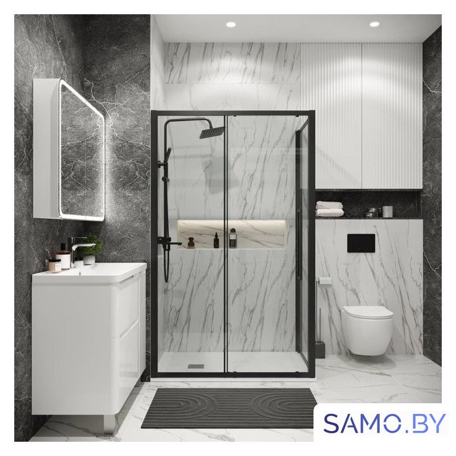 Душевой уголок Grossman Cosmo 120x80x195 120.K33.02.1280.21.00 (черный матовый/стекло прозрачное) - Изображение №7 — Интернет-магазин samo.by