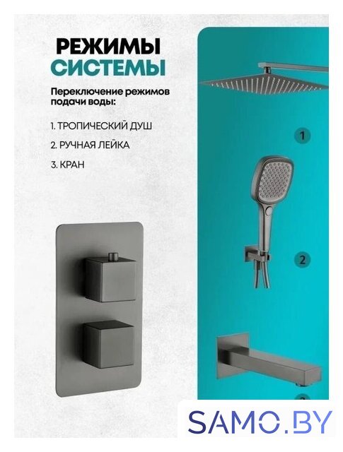Душевая система  Grocenberg GB5050 с термостатом (графит) - Изображение №5 — Интернет-магазин samo.by