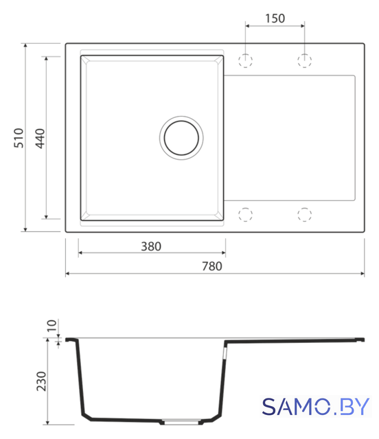 Кухонная мойка Omoikiri Daisen 78 BL - Изображение №2 — Интернет-магазин samo.by