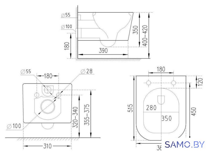 Унитаз подвесной Roxen Cube Tornado Bidet в комплекте с инсталляцией StounFix Dual Fresh 6 в 1 868472 (кнопка: золото глянцевая) - Изображение №19 — Интернет-магазин samo.by