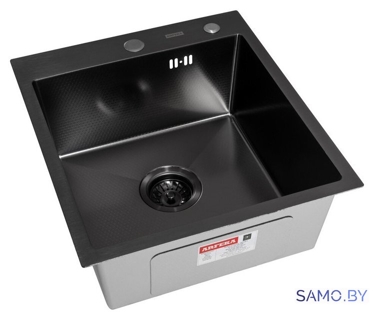 Кухонная мойка ARFEKA ECO AR 450*500 BLACK PVD NANO DECOR - Изображение №2 — Интернет-магазин samo.by