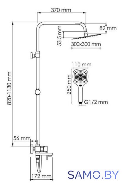 Душевая система  Wasserkraft A177.118.065.087.CH - Изображение №3 — Интернет-магазин samo.by
