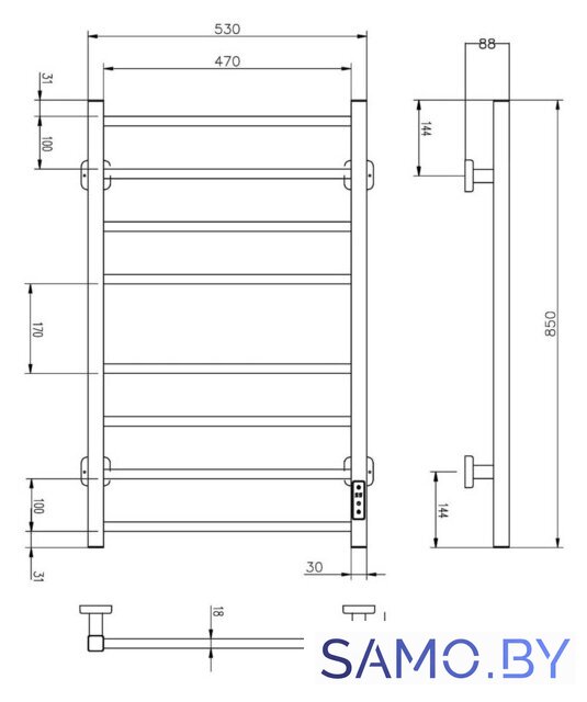 Полотенцесушитель Roxen Square BK-109S-8T 11050-5385C (хром) - Изображение №6 — Интернет-магазин samo.by