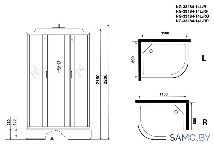 Душевая кабина Niagara NG-33184-14RP 100x80 - Изображение №3 — Интернет-магазин samo.by