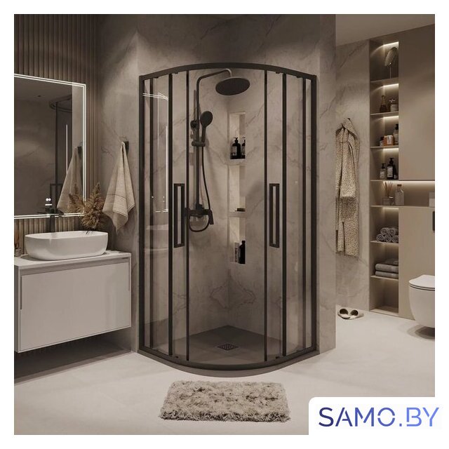 Душевой уголок Grossman Cosmo 100x100x195 301.K33.02.1010.21.00 (черный матовый/прозрачное стекло) - Изображение №8 — Интернет-магазин samo.by