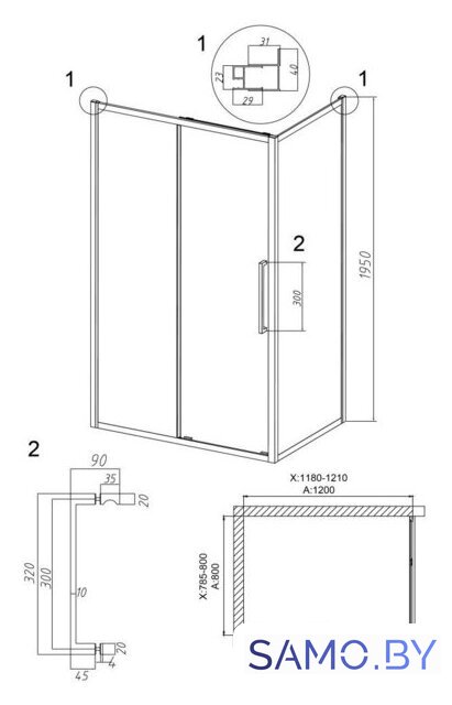 Душевой уголок Grossman Cosmo 120x80x195 120.K33.02.1280.21.10 (черный матовый/тонированно стекло) - Изображение №10 — Интернет-магазин samo.by
