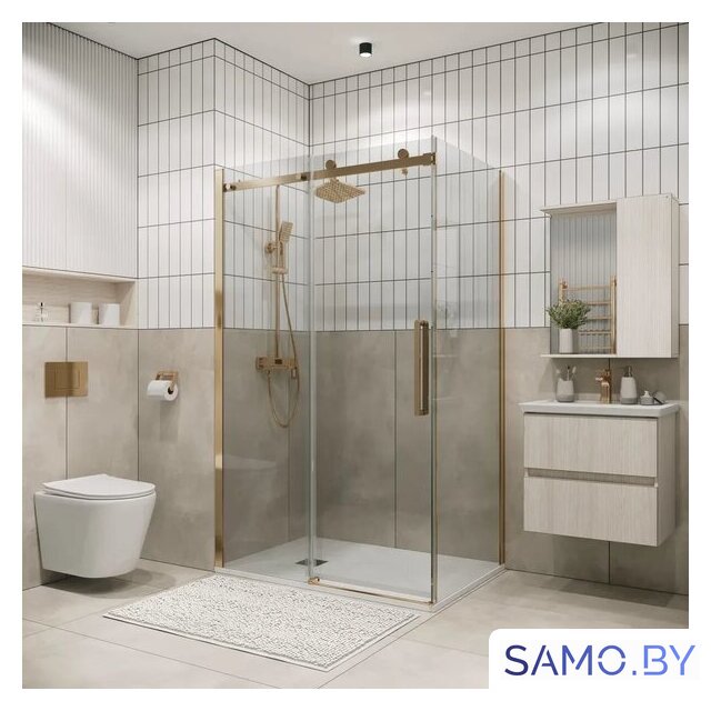 Душевой уголок Grossman Classic 130x80x195 120.K33.04.1380.32.00 (золото сатин/стекло прозрачное) - Изображение №8 — Интернет-магазин samo.by