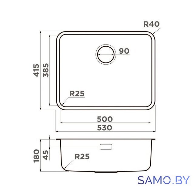 Кухонная мойка Omoikiri Omi 53-U/I-GB Ultra (графит) - Изображение №2 — Интернет-магазин samo.by