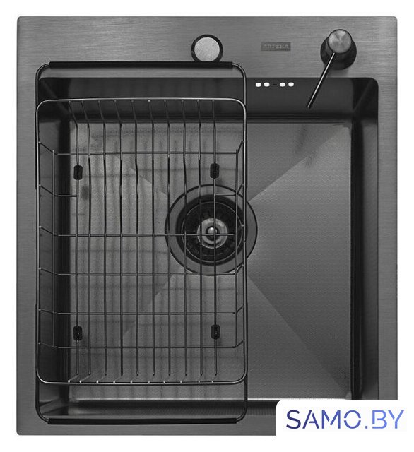 Кухонная мойка ARFEKA ECO AR мойка 450*500, коландер F, дозатор BLACK DECOR - Изображение №2 — Интернет-магазин samo.by
