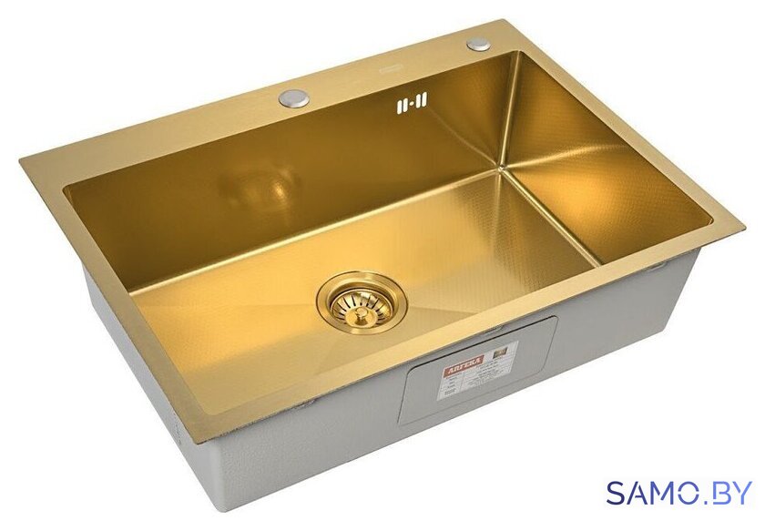 Кухонная мойка ARFEKA ECO AR 700*500 GOLD PVD NANO DECOR - Изображение №3 — Интернет-магазин samo.by
