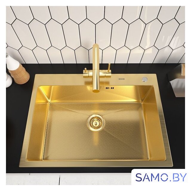 Кухонная мойка ARFEKA ECO AR 700*500 GOLD PVD NANO DECOR - Изображение №2 — Интернет-магазин samo.by