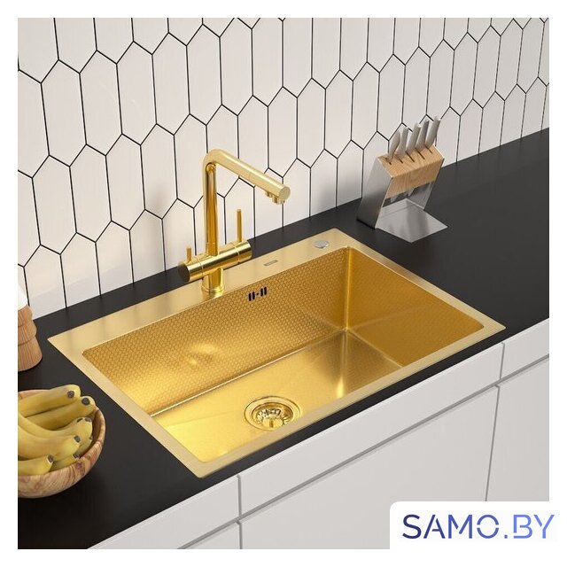 Кухонная мойка ARFEKA ECO AR 700*500 GOLD PVD NANO DECOR - Изображение №1 — Интернет-магазин samo.by