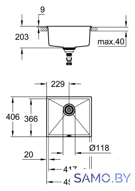 Кухонная мойка Grohe K700U 50-C 45.7/40.6 1.0 31653AP0 (черный гранит) - Изображение №2 — Интернет-магазин samo.by