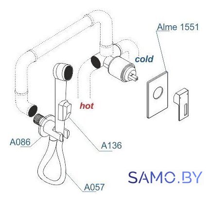Гигиенический душ Wasserkraft A15157 - Изображение №3 — Интернет-магазин samo.by