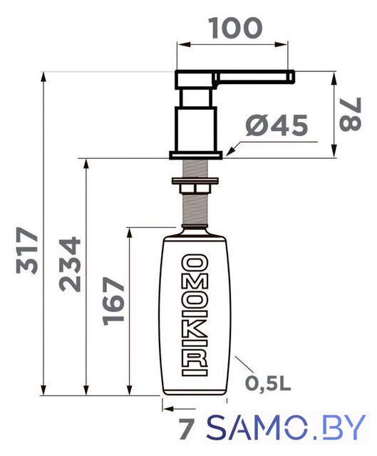 Дозатор для моющего средства Omoikiri OM-04 C (хром) - Изображение №2 — Интернет-магазин samo.by