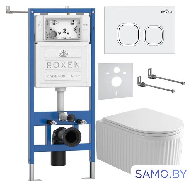 Унитаз подвесной Roxen Royal Matt в комплекте с инсталляцией StounFix Dual Fresh 6 в 1 968265 (кнопка: белый) - Изображение №2 — Интернет-магазин samo.by