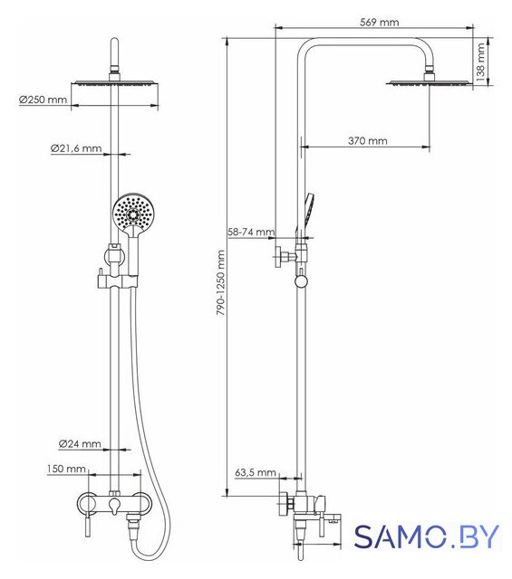 Душевая система  Wasserkraft A14201 - Изображение №2 — Интернет-магазин samo.by