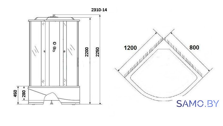 Душевая кабина Niagara NG-2310-14L 120x80x215 (матовое стекло, левая) - Изображение №1 — Интернет-магазин samo.by